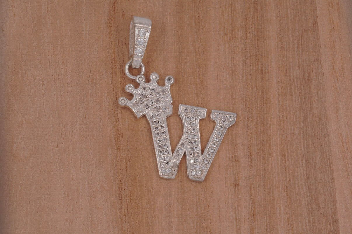 Charm Big Letter W with Zirconia