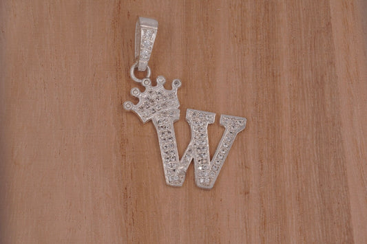 Charm Big Letter  W  with Zirconia