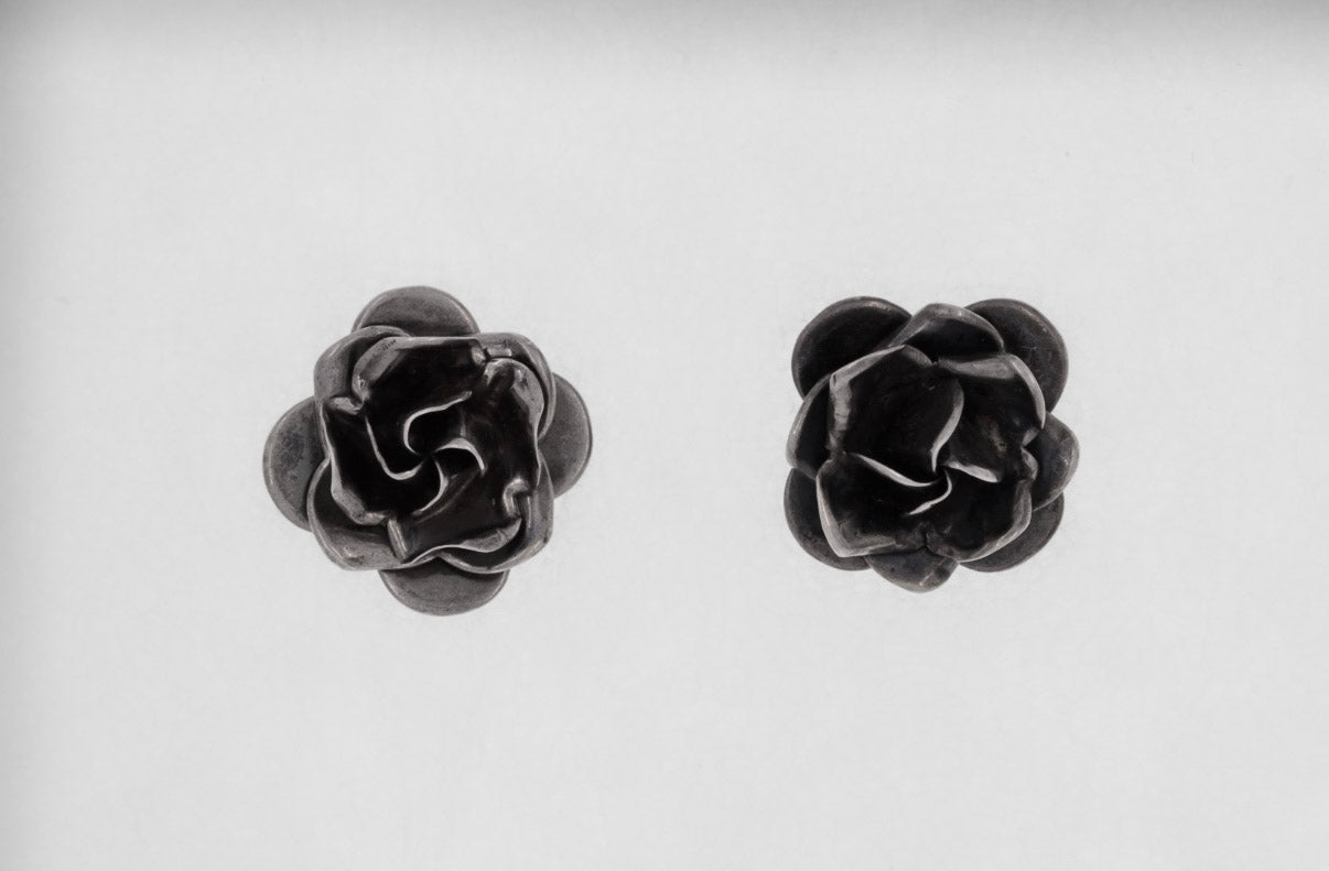 Large Rose Silver Earring