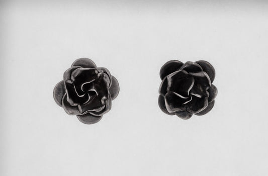 Large Rose Silver Earring